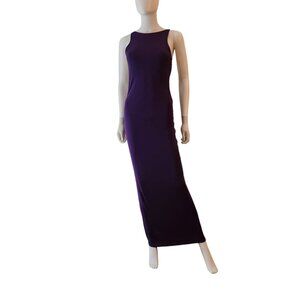 Late 1990s Yigal Azrouël Backless Slinky Purple Bodycon Gown